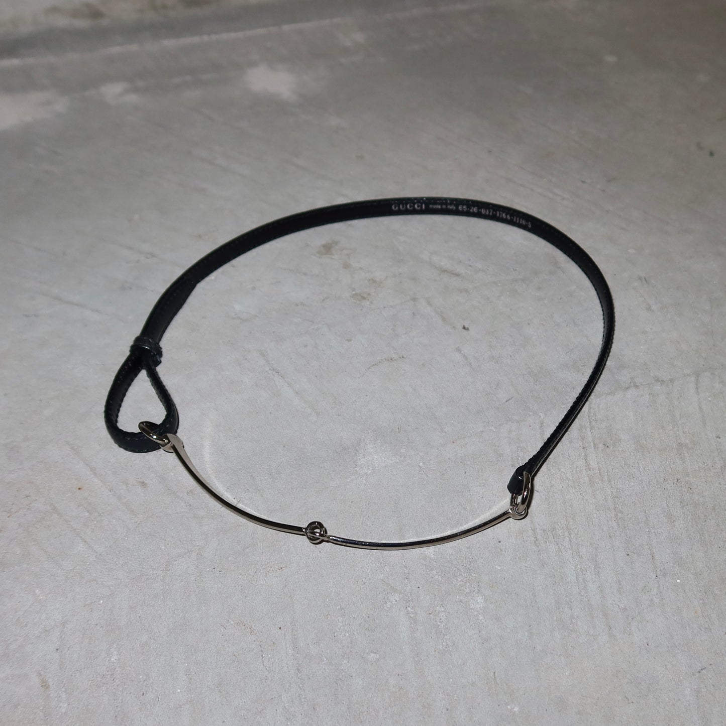 Gucci Black and Silver Skinny Horsebit Belt