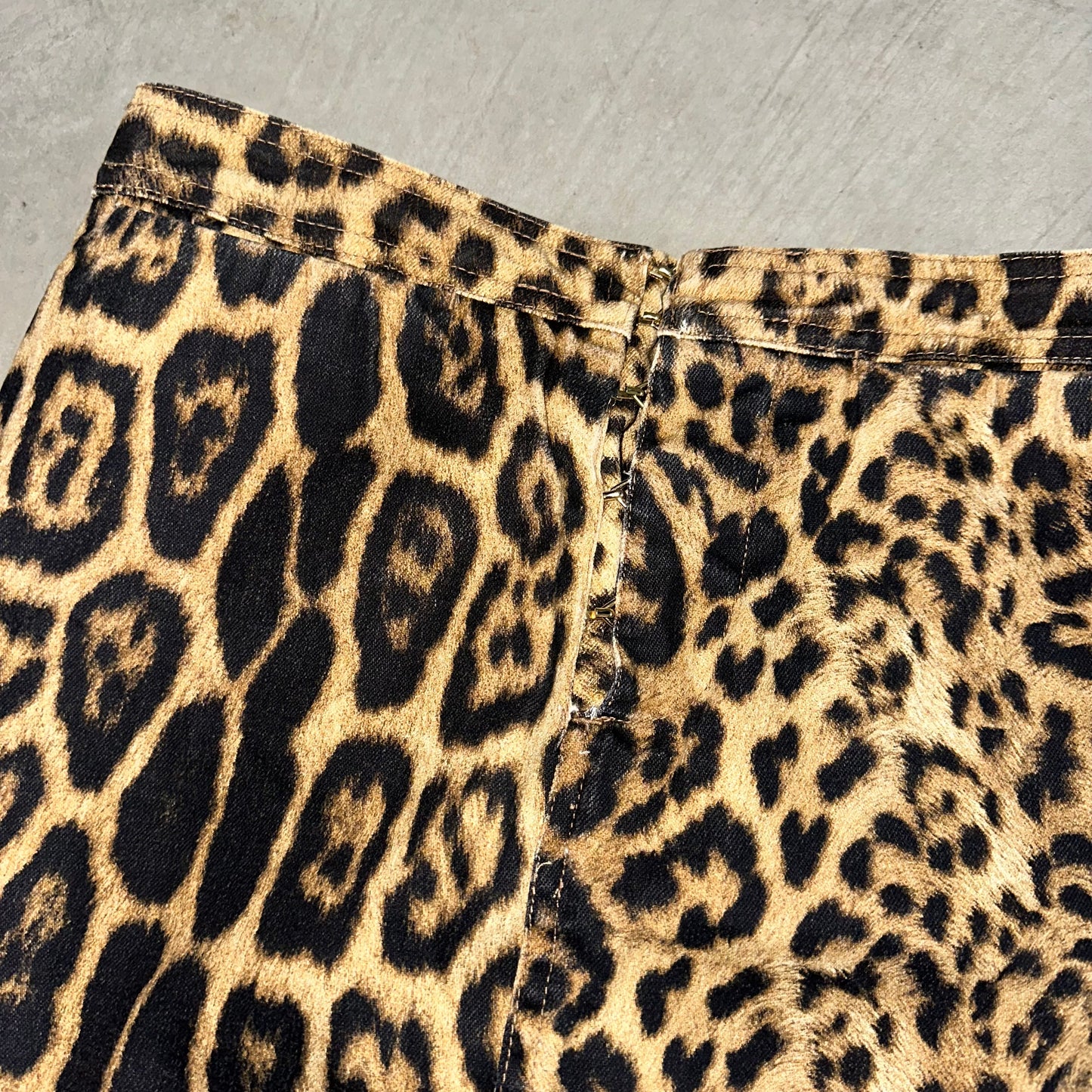 Roberto Cavalli Leopard Denim Mini Skirt