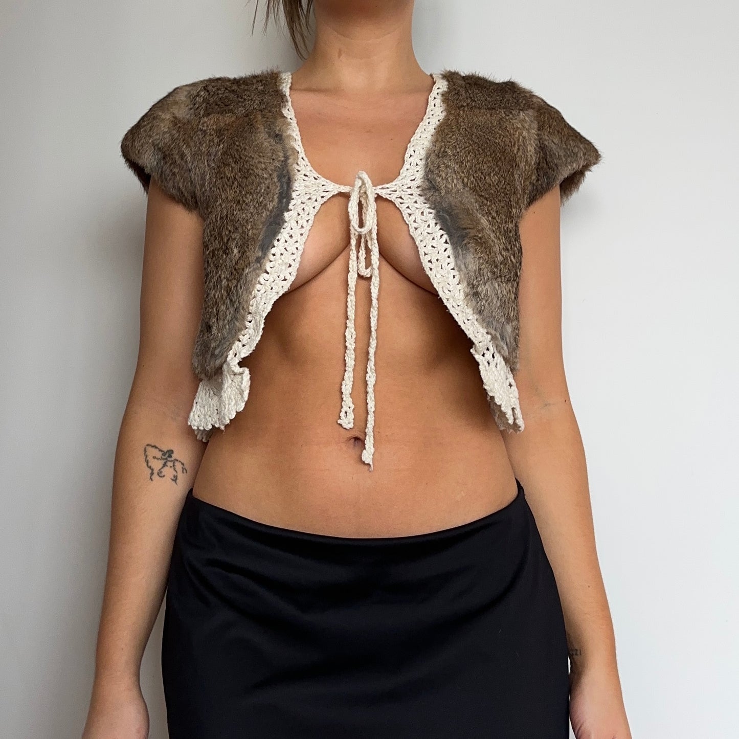 Vintage Real Fur Bolero with Crotchet Lining