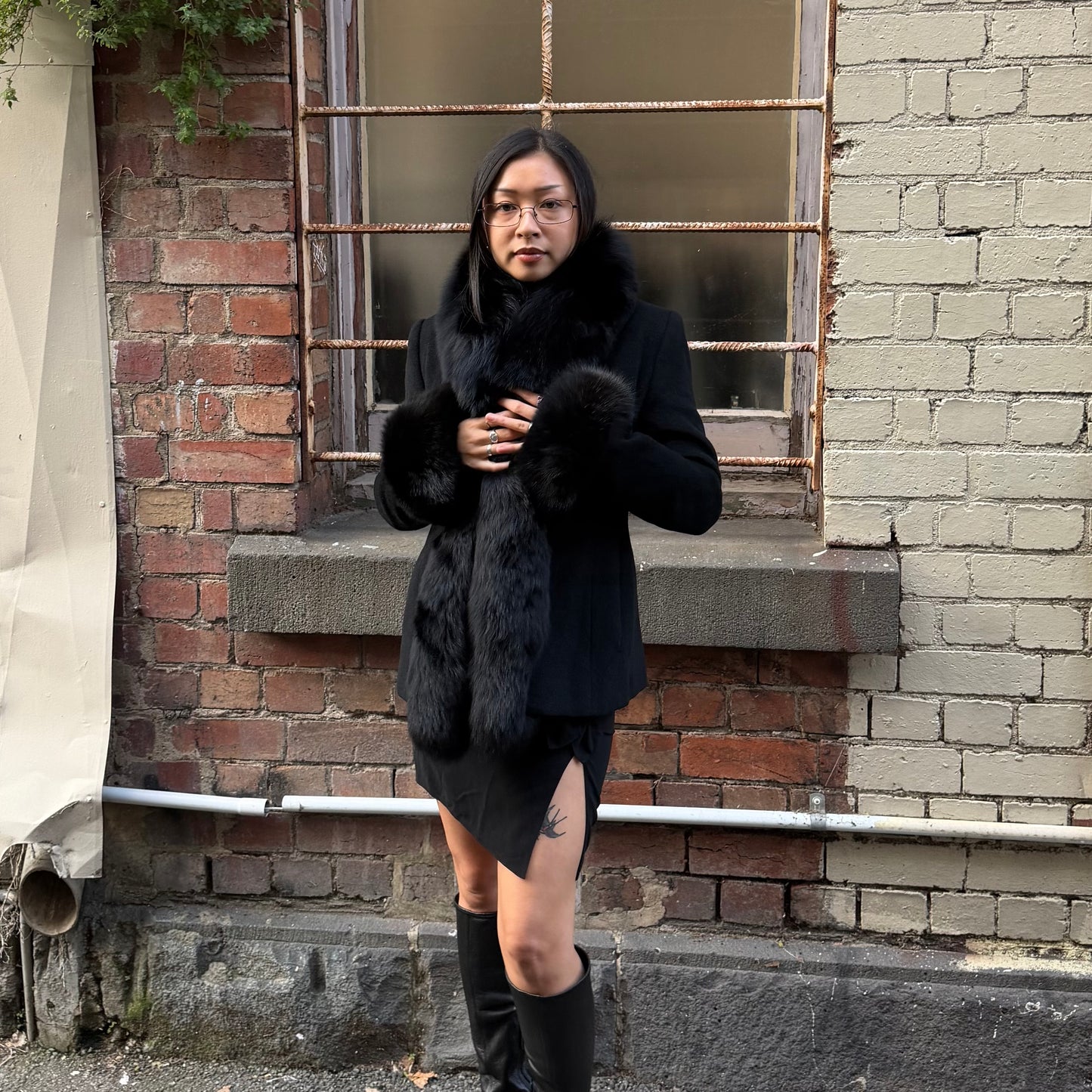 Vintage Coat with Real Fur Trim