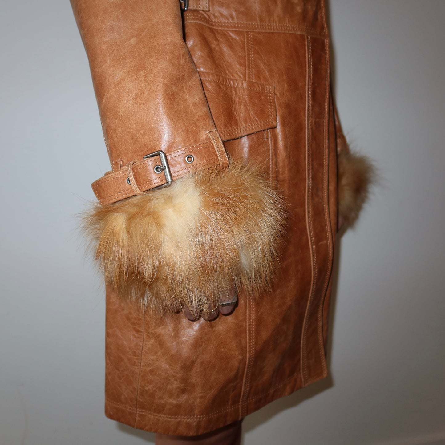 Burberry Leather and Fox Fur Trench