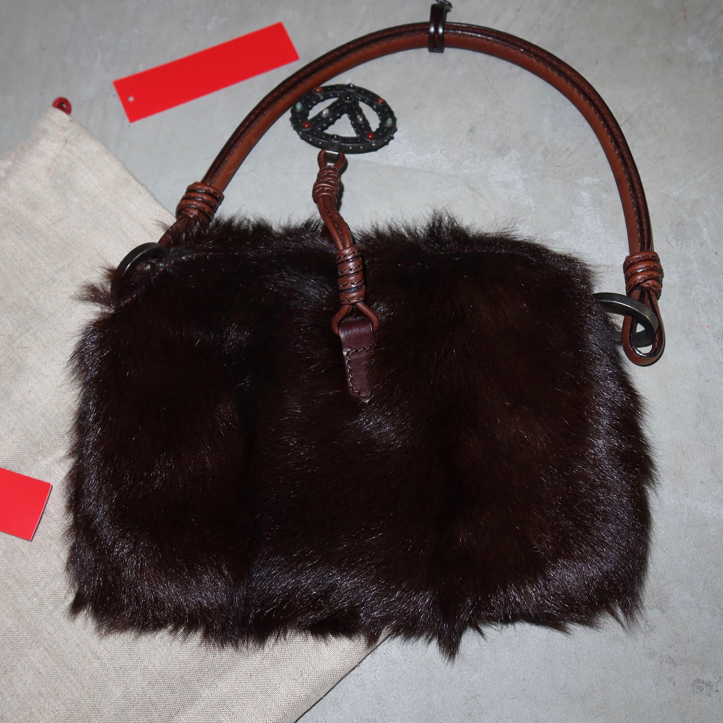 Valentino Embroidered Fur Bag