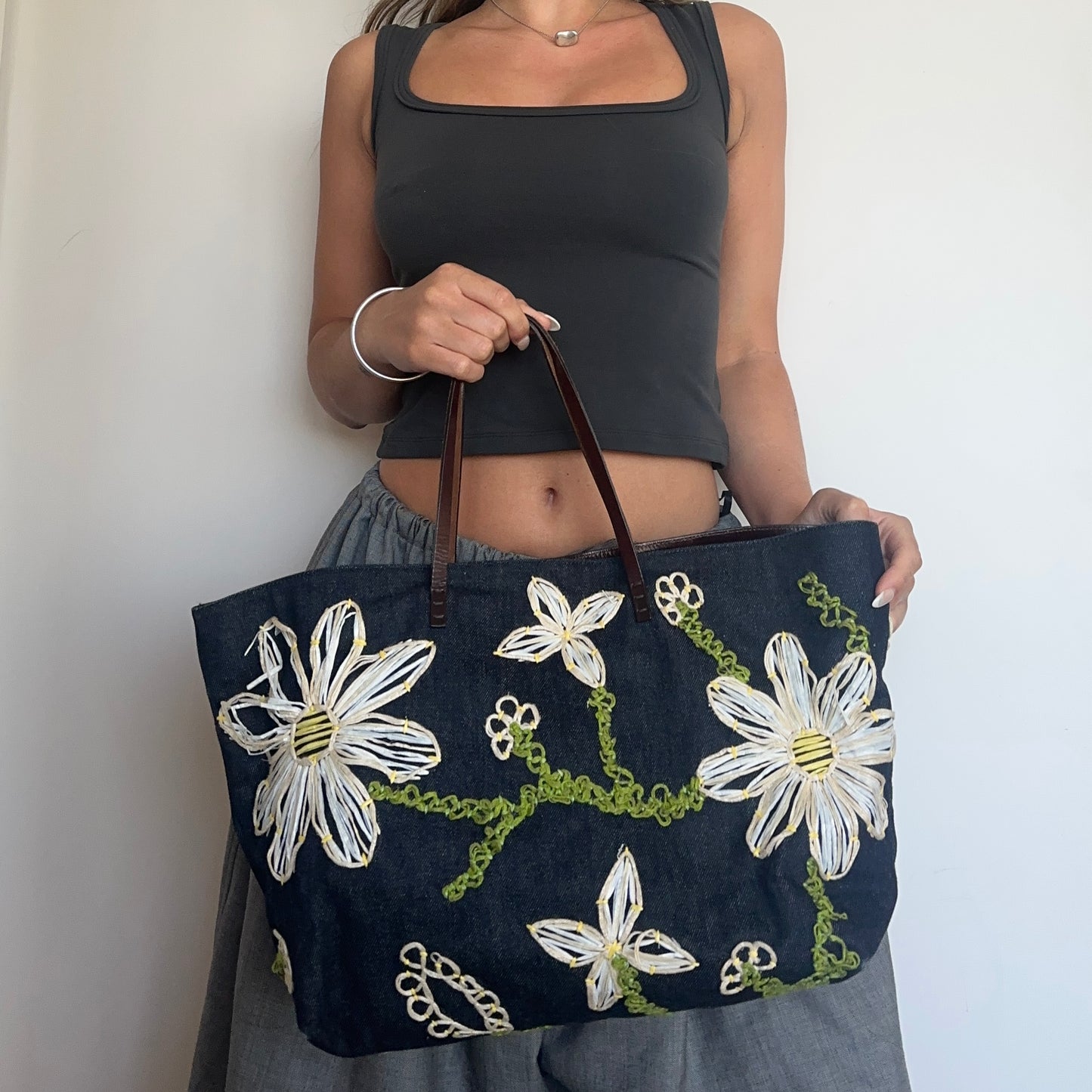 Fendi by Karl Lagerfeld Floral Denim Tote