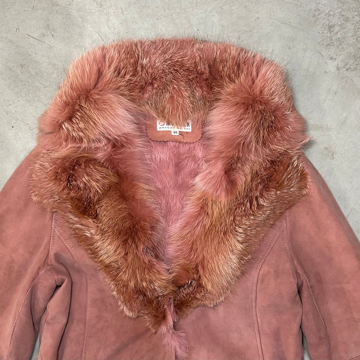 Morgan De Toi Pink Suede Jacket with Real Fur