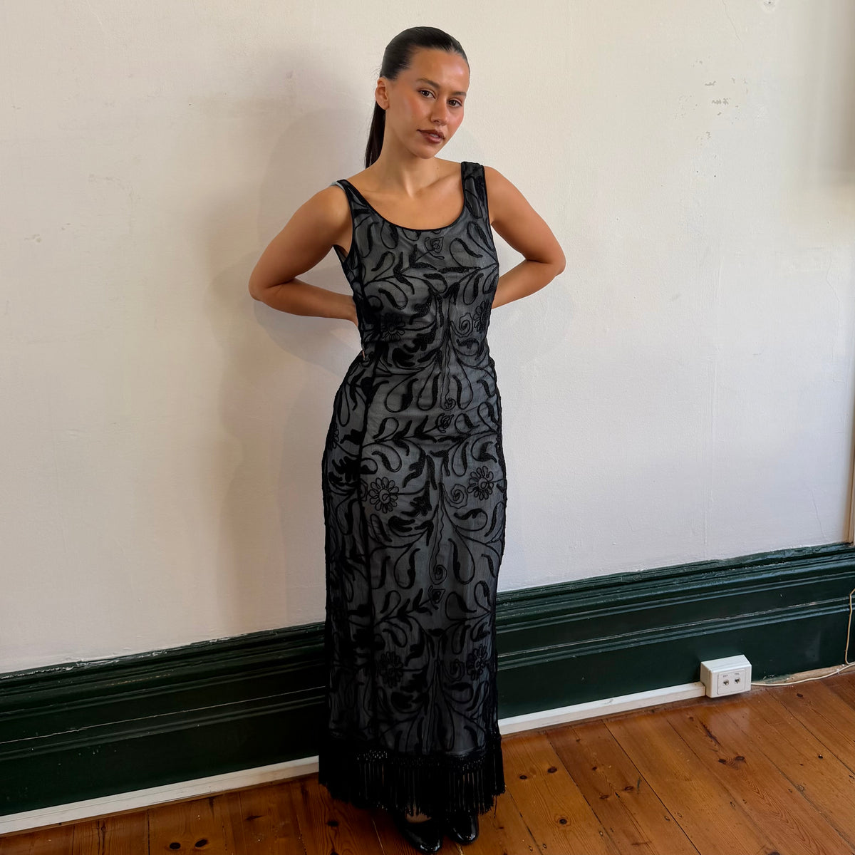 Emporio Armani SS1997 Floral Fringe Dress
