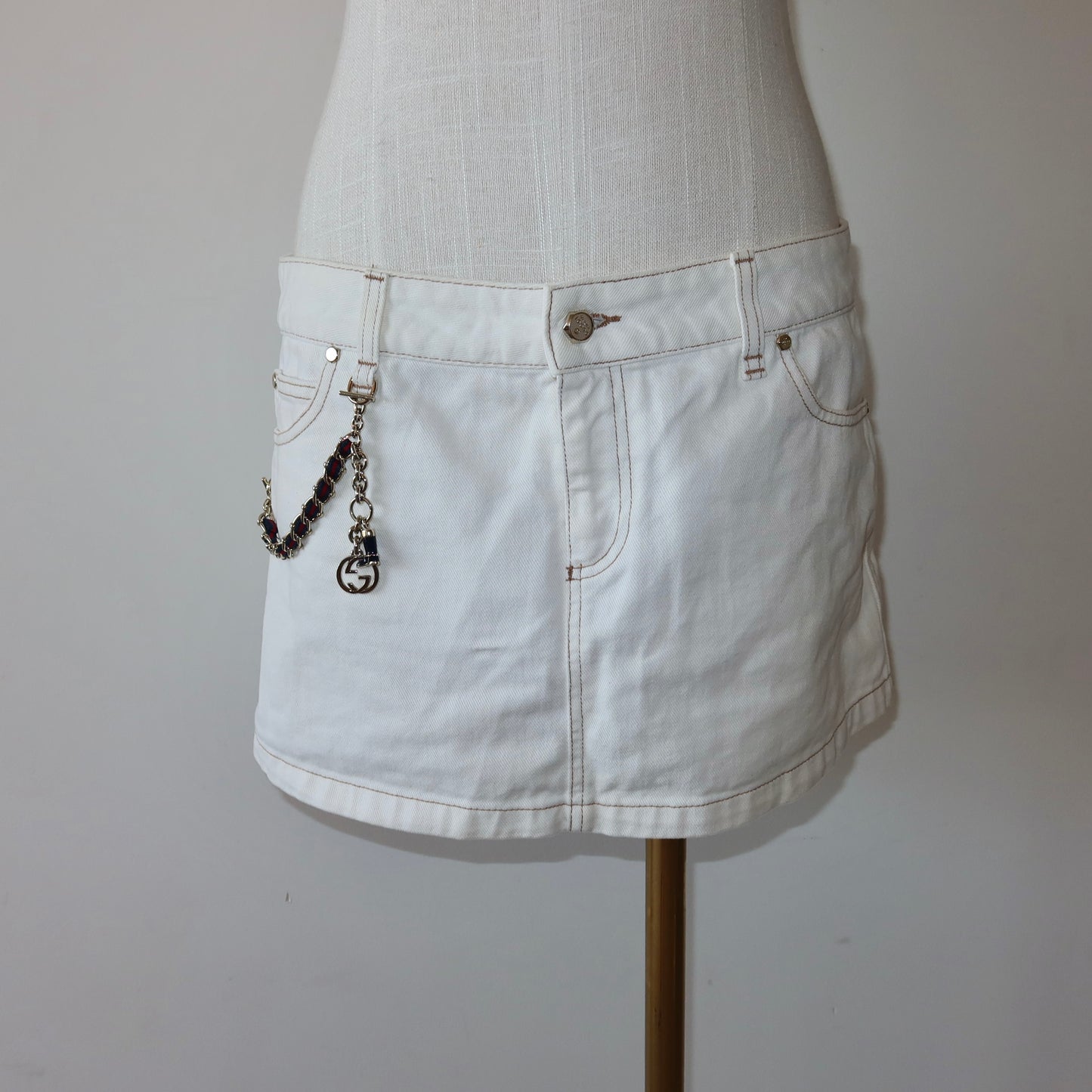 Gucci Cruise 2006 White Denim Mini Skirt