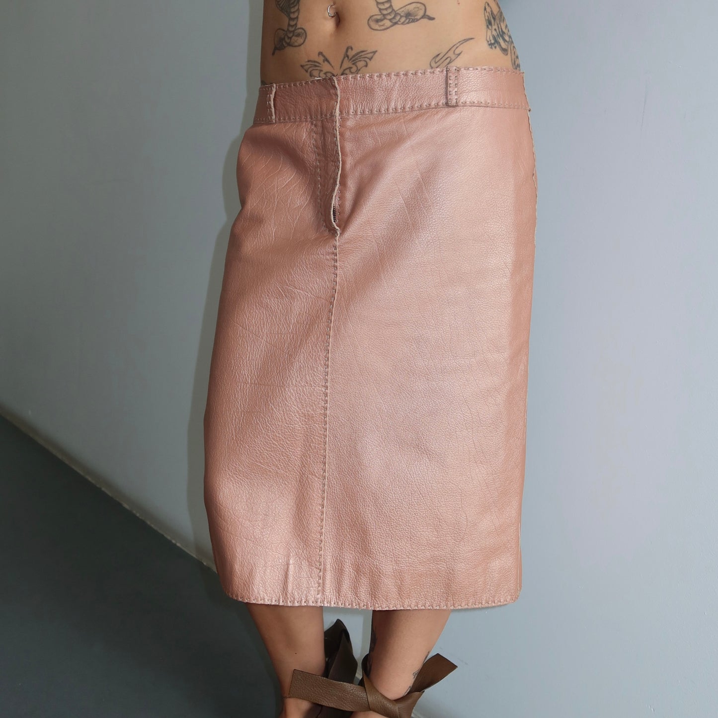 Fendi 2004 Selleria Pink Metallic Skirt