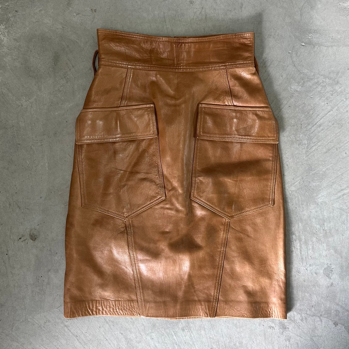 Loewe Tan Leather Midi Skirt