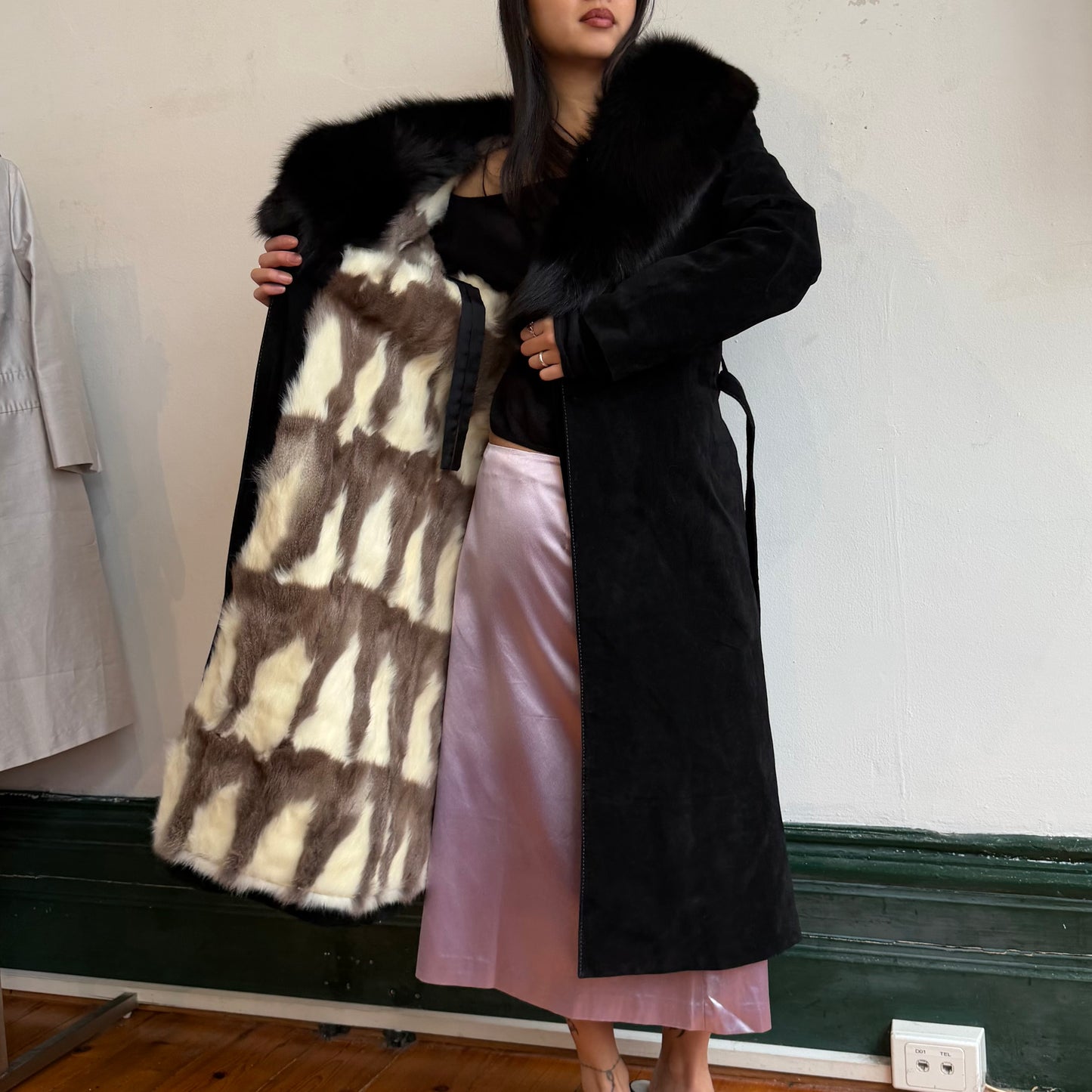 Vintage Fur Lined Suede Trench
