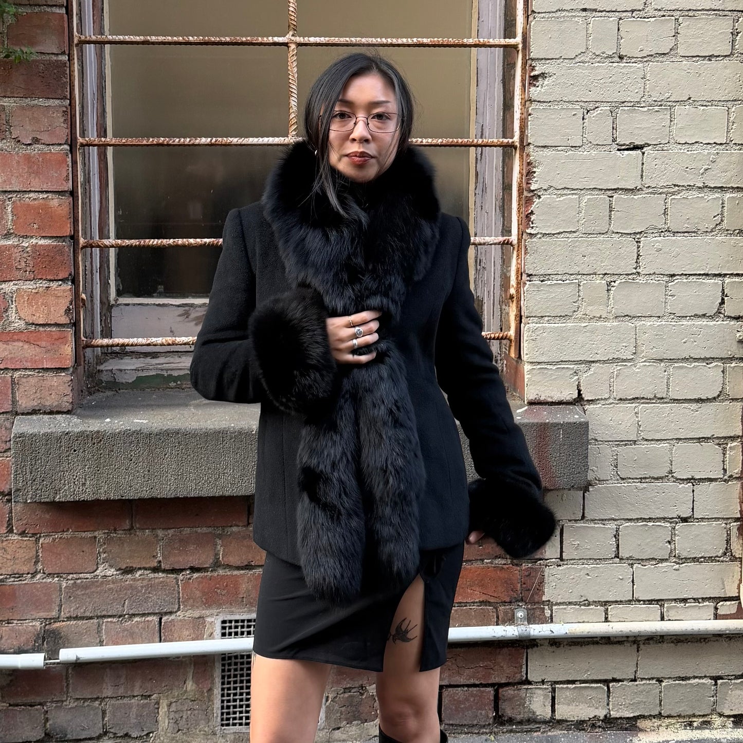 Vintage Coat with Real Fur Trim