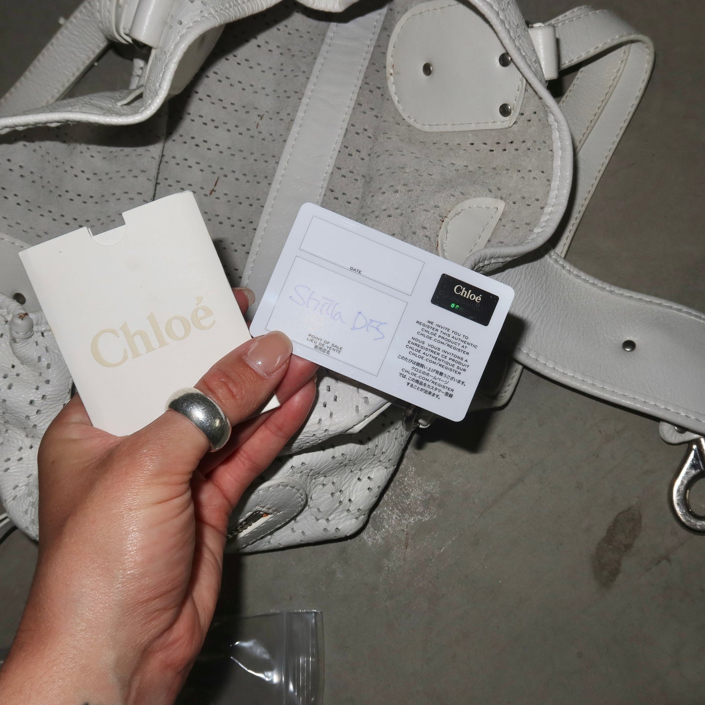 Chloé White Perforated Leather Kerala Bag