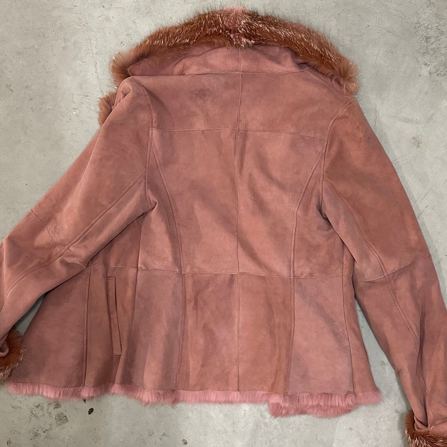 Morgan De Toi Pink Suede Jacket with Real Fur