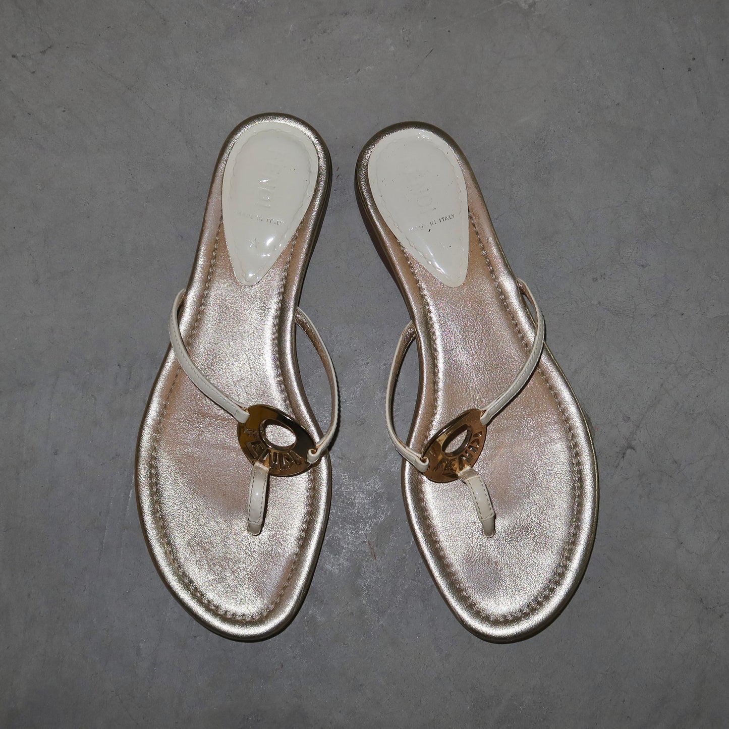 Fendi Metallic Flip Flops (38)