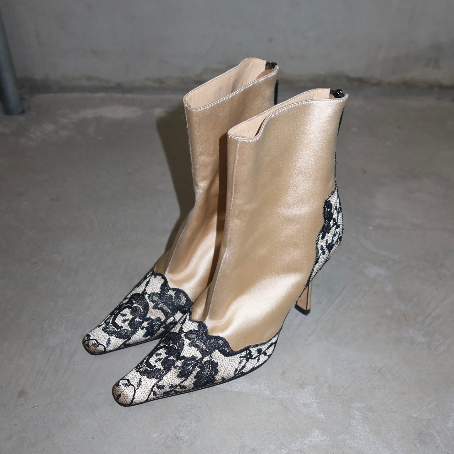 Jimmy Choo Satin and Lace Booties (38.5)