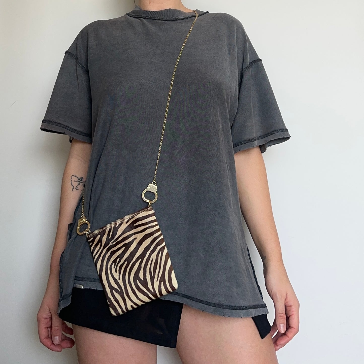 Cuffz Mini Cowhide Zebra Print Crossbody