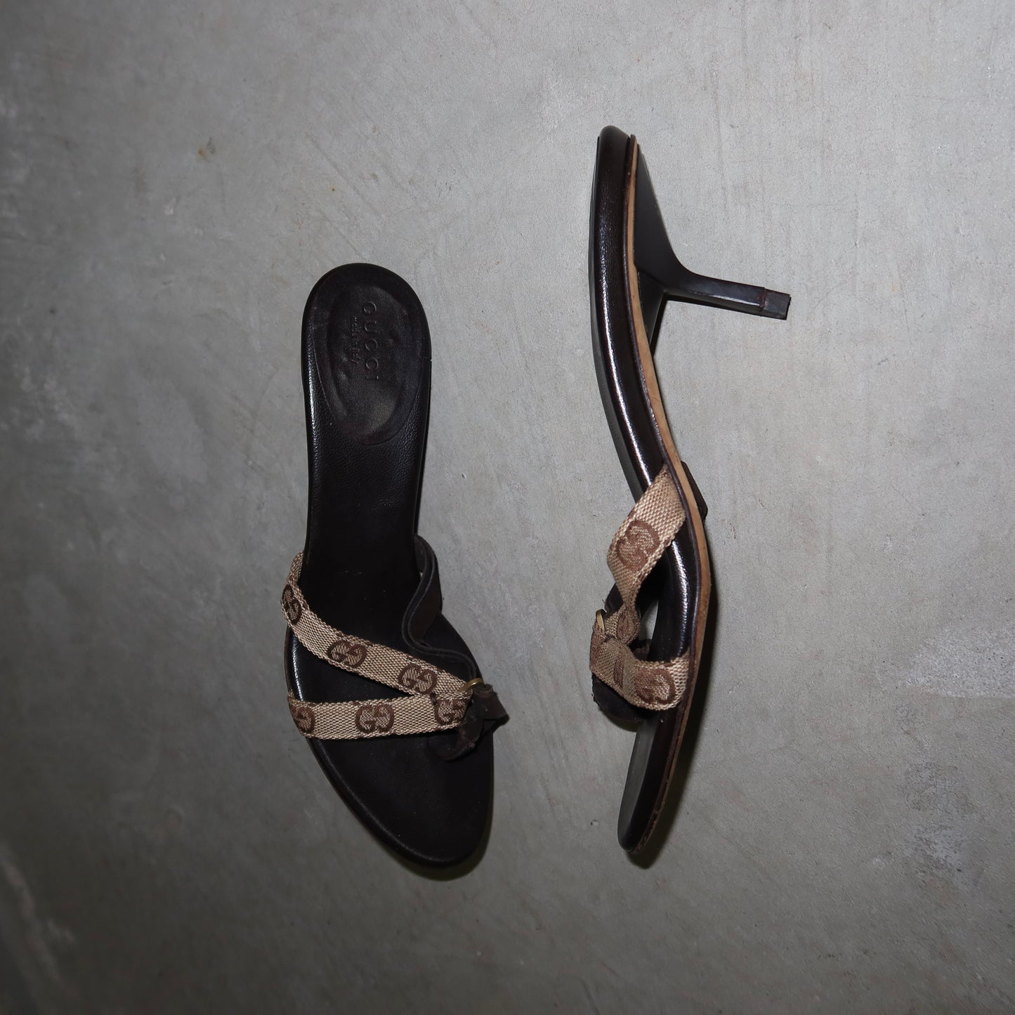 Gucci Strappy Monogram Heels (37.5+)