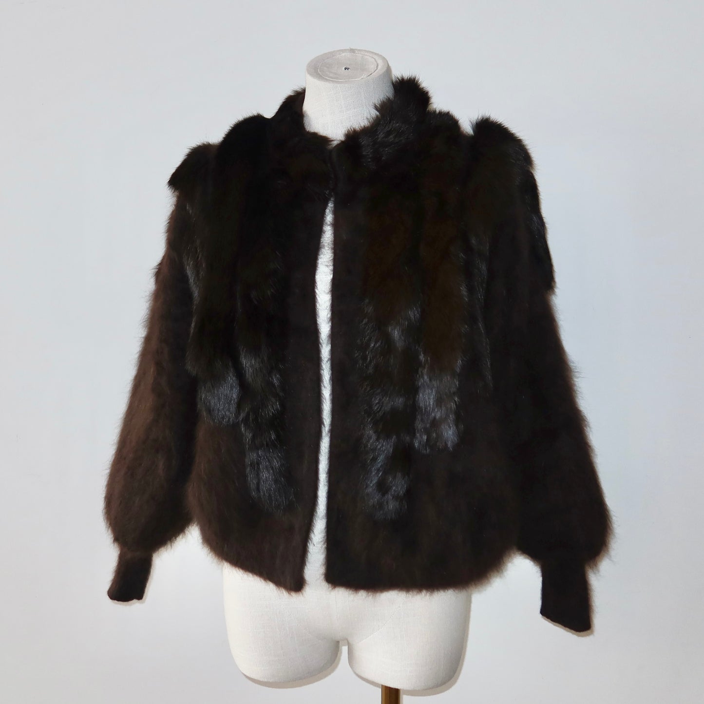 Vintage Brown Angora and Real Fur Cardigan