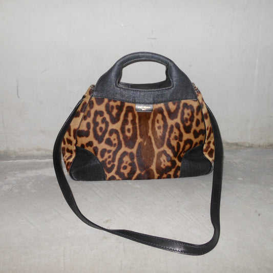 YSL Denim and Leopard Print 2WAY Bag