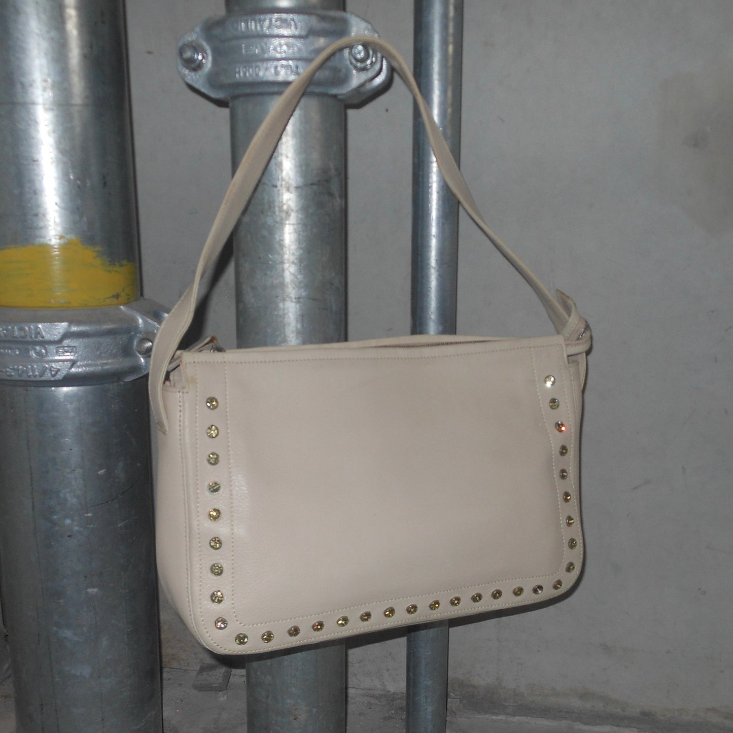 Versace White Leather Gem Studded Bag