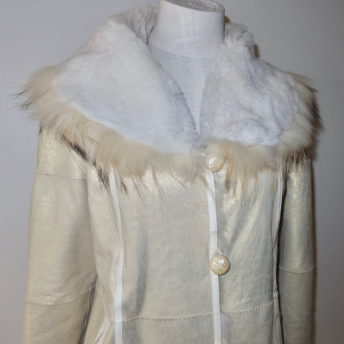 Vintage Gold Leather and Real Fur Reversible Jacket
