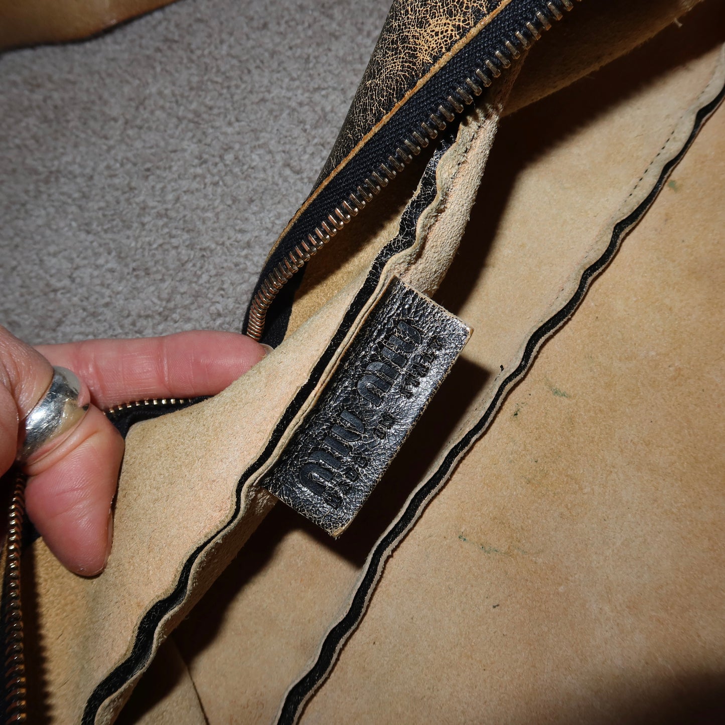 Miu Miu Distressed Leather Camera Bag