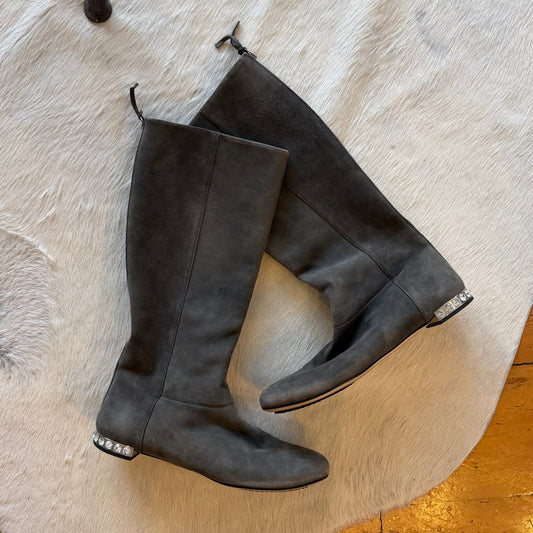 Miu Miu Grey Suede Boots (38)