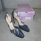 Miu Miu Rare Denim Heels with Floral Appliqué (40)