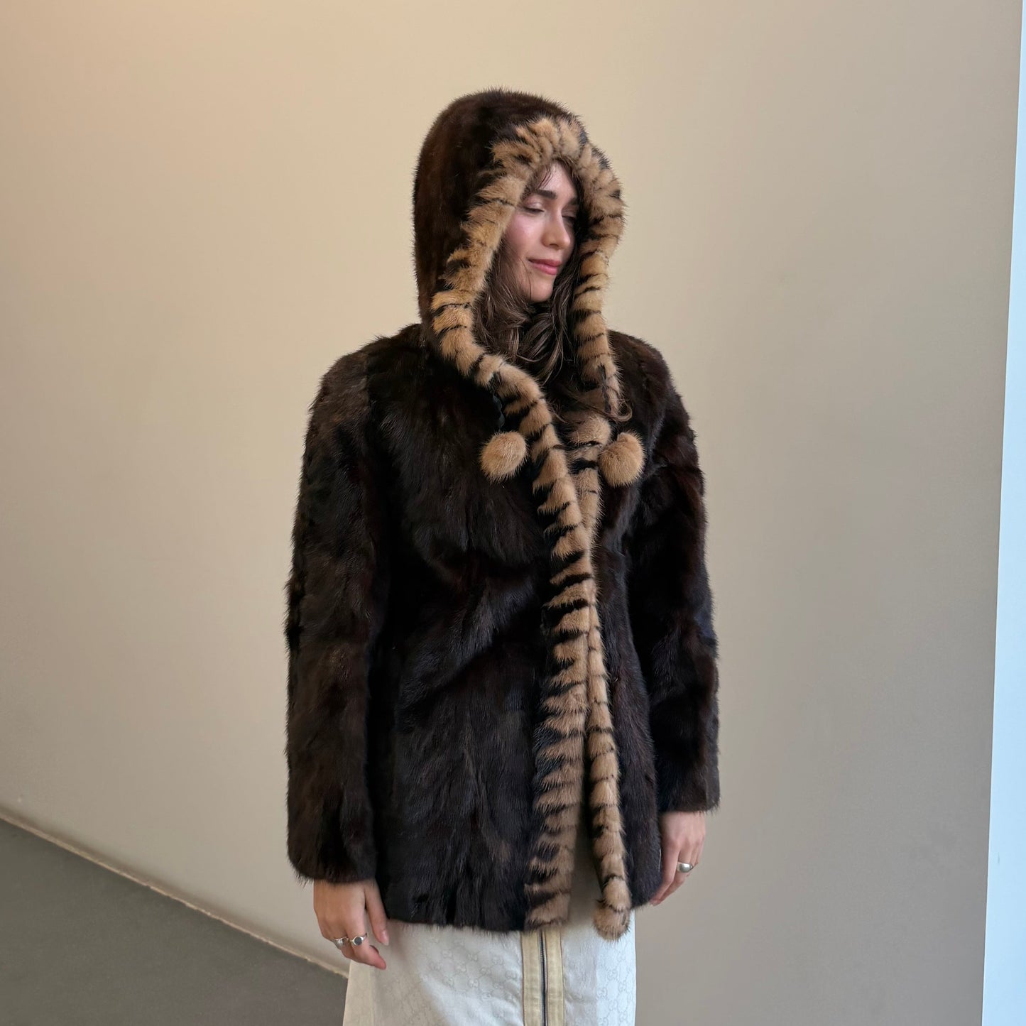 Cizenne Hooded Mink Fur Coat