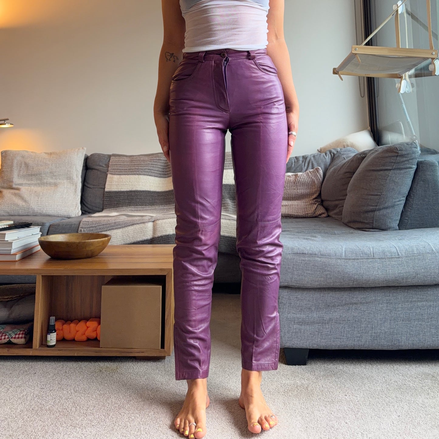Gianni Versace Purple Leather Pants