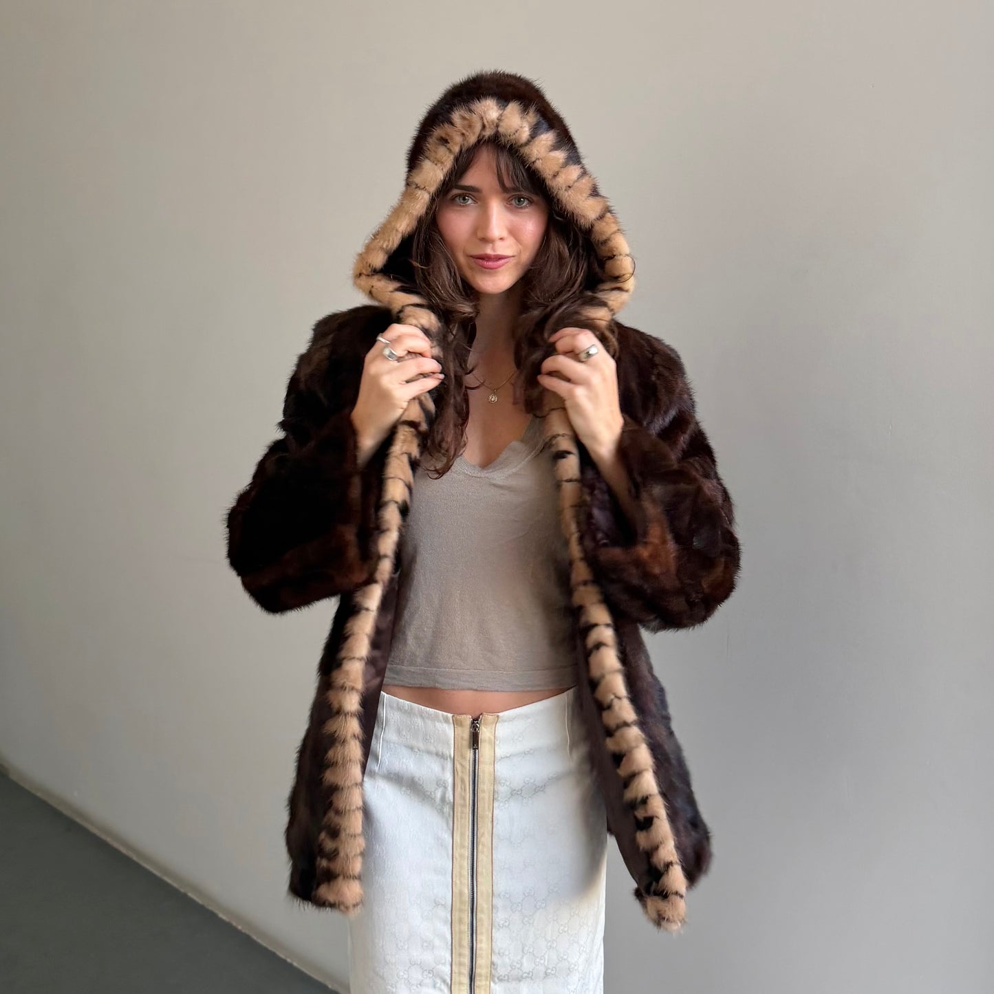 Cizenne Hooded Mink Fur Coat