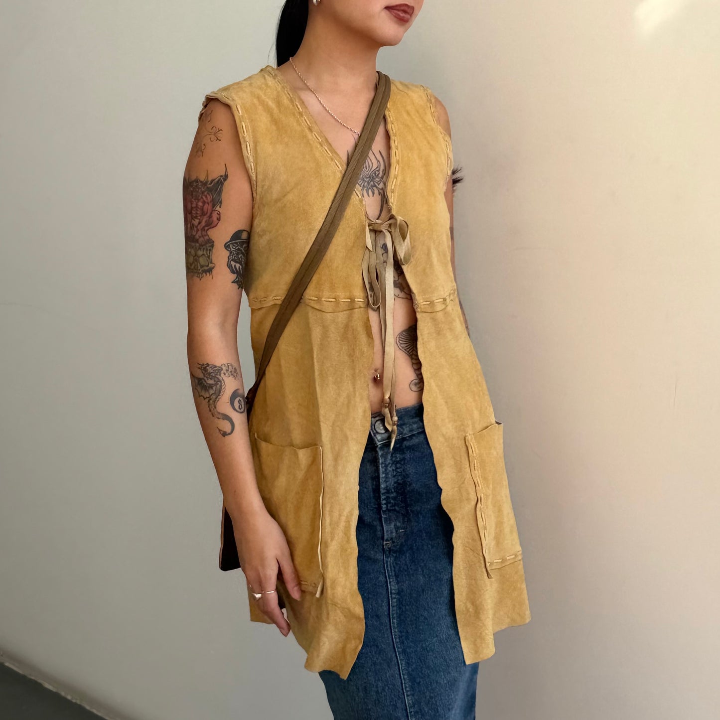 D&G Suede Tie Front Top