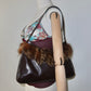 Vintage Italian Real Fur Trim Leather Bag
