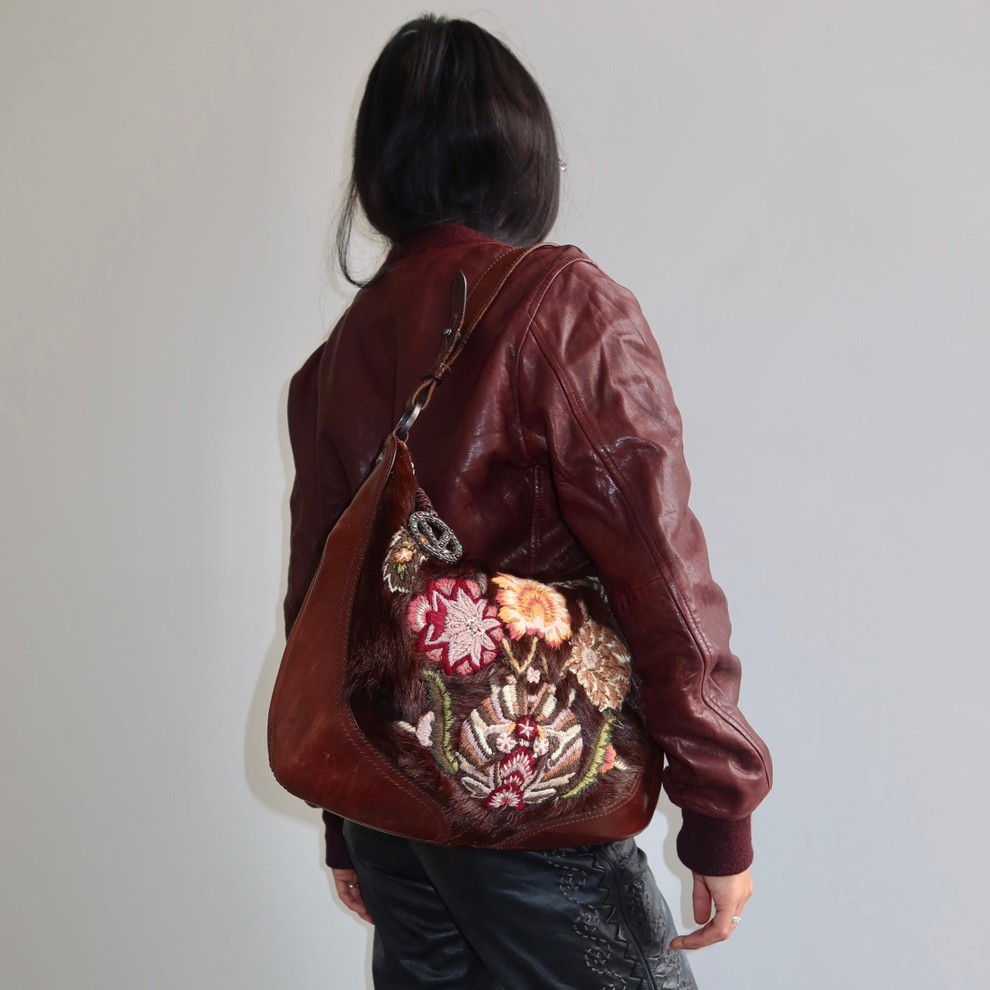 Valentino Embroidered Fur Bag