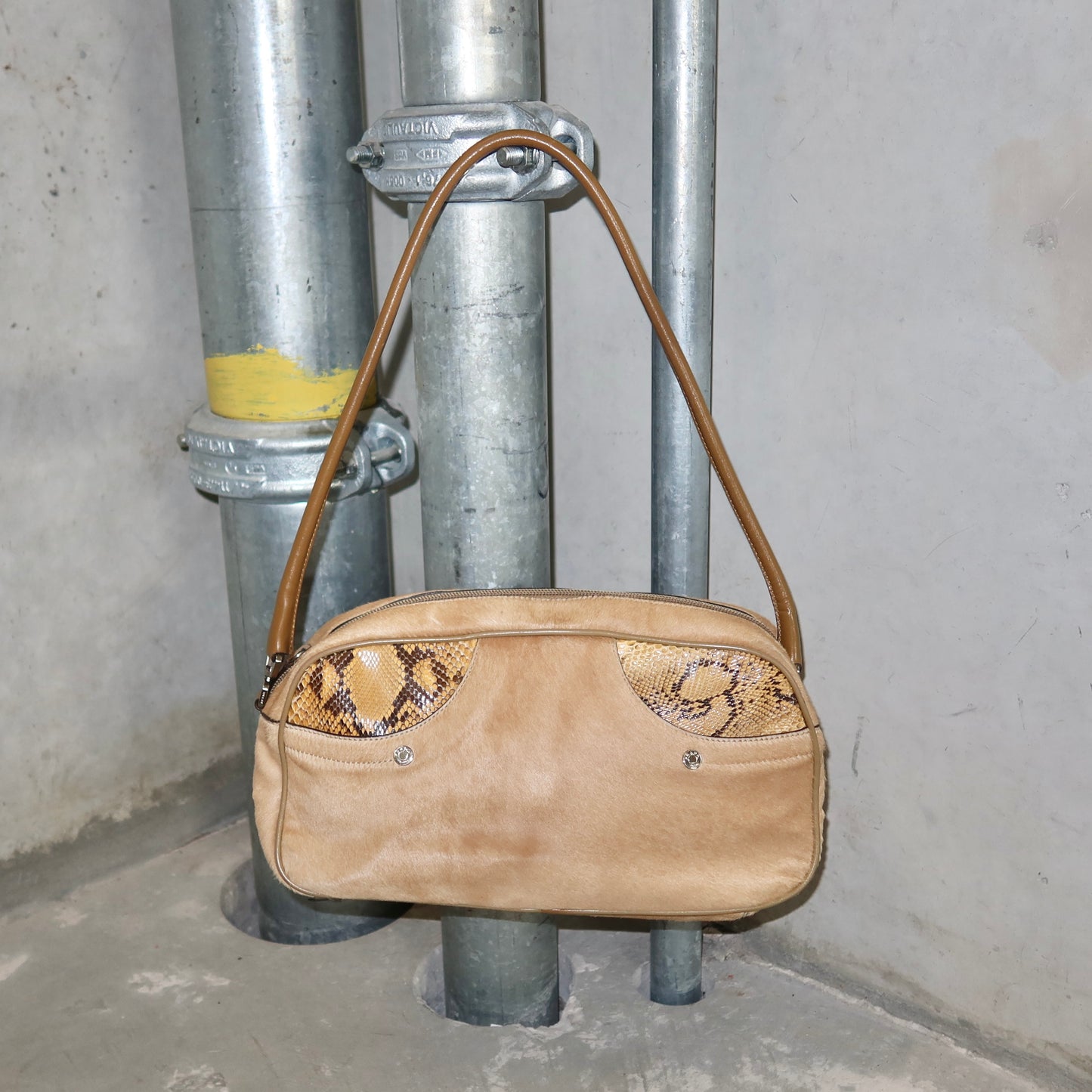 Prada Cowhide and Python Boston Bag