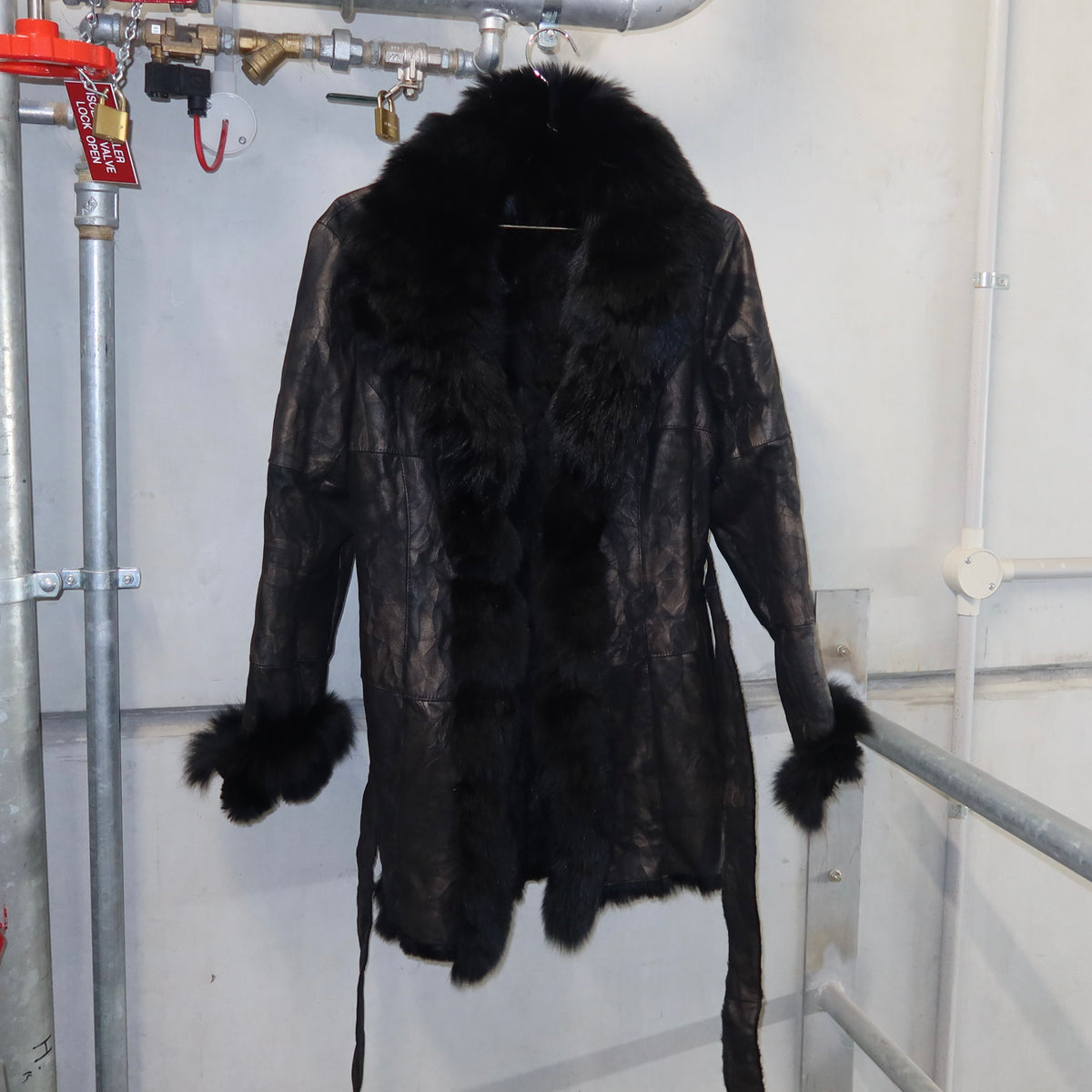 Vintage Fur Lined Leather Coat