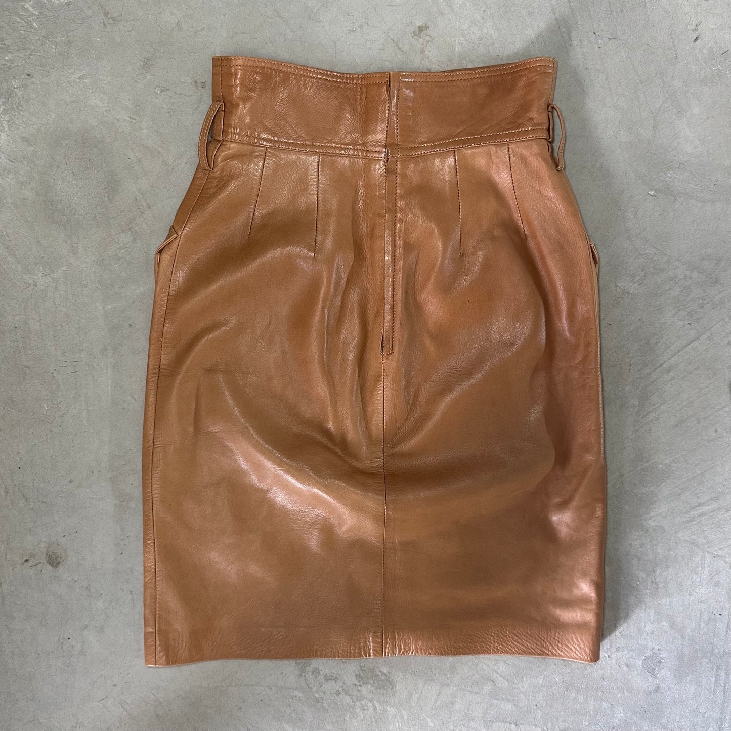 Loewe Tan Leather Midi Skirt