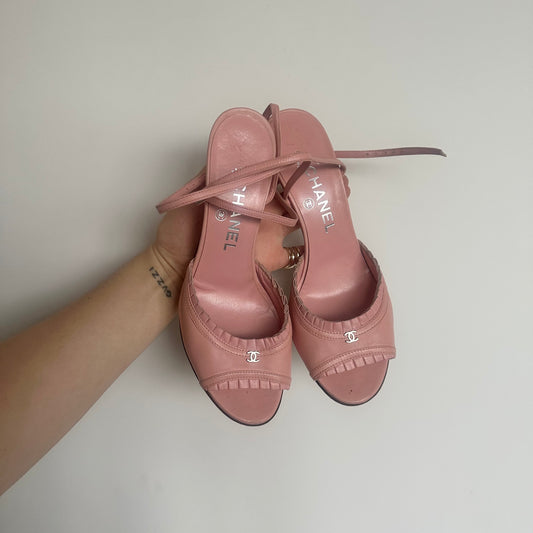 Chanel Baby Pink Peep Toe Heels (38)