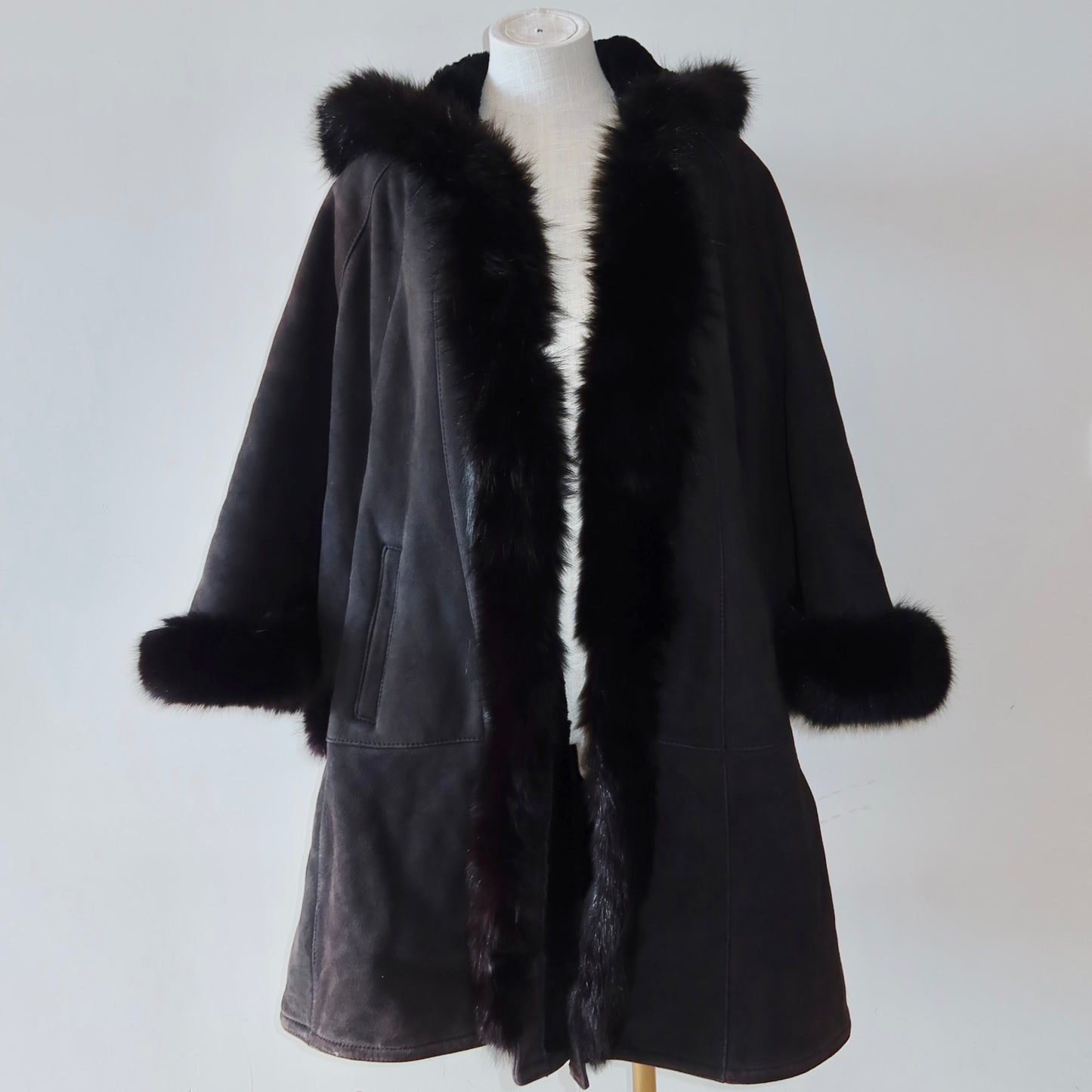 Bruno Magli Shearling Cape Coat