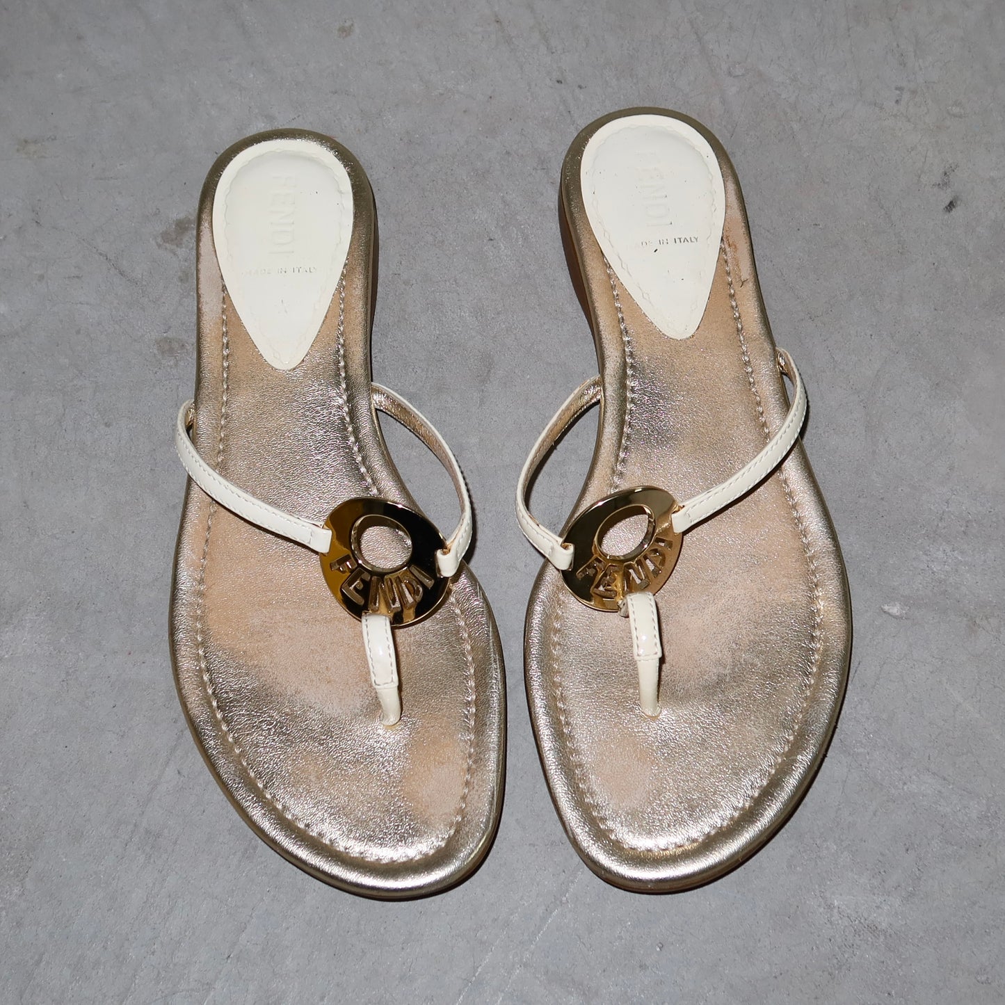 Fendi Metallic Flip Flops (38)