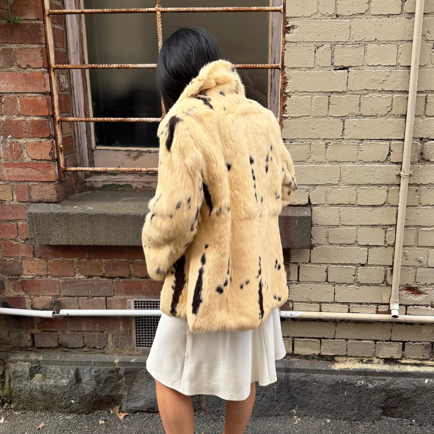Vintage Spotted Rabbit Fur Coat