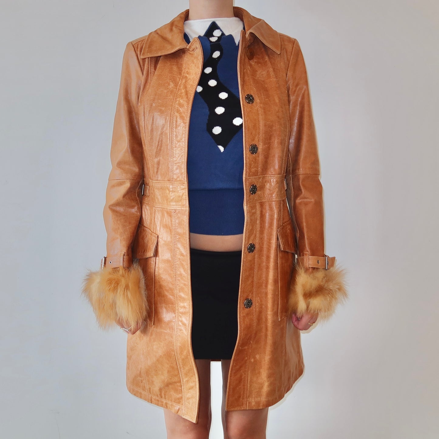 Burberry Leather and Fox Fur Trench