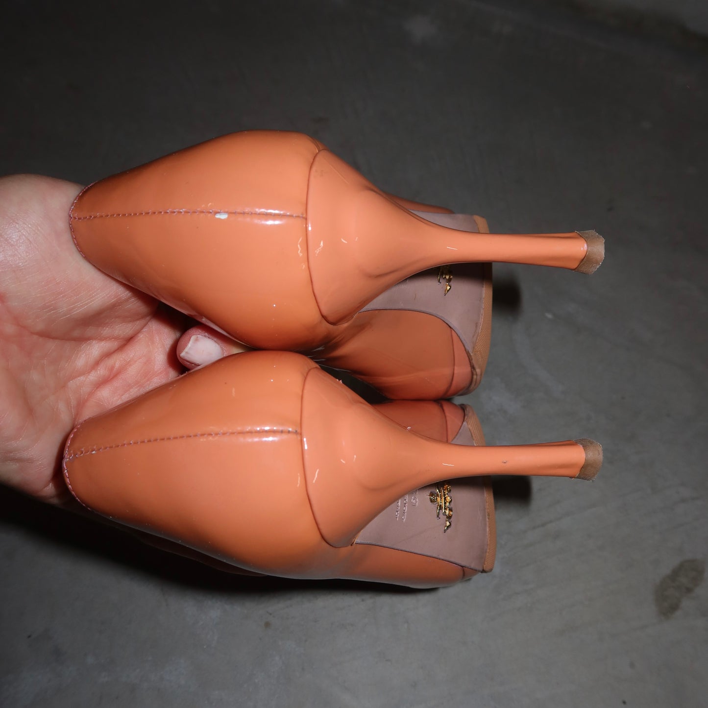 Prada Orange Patent Heels (39)