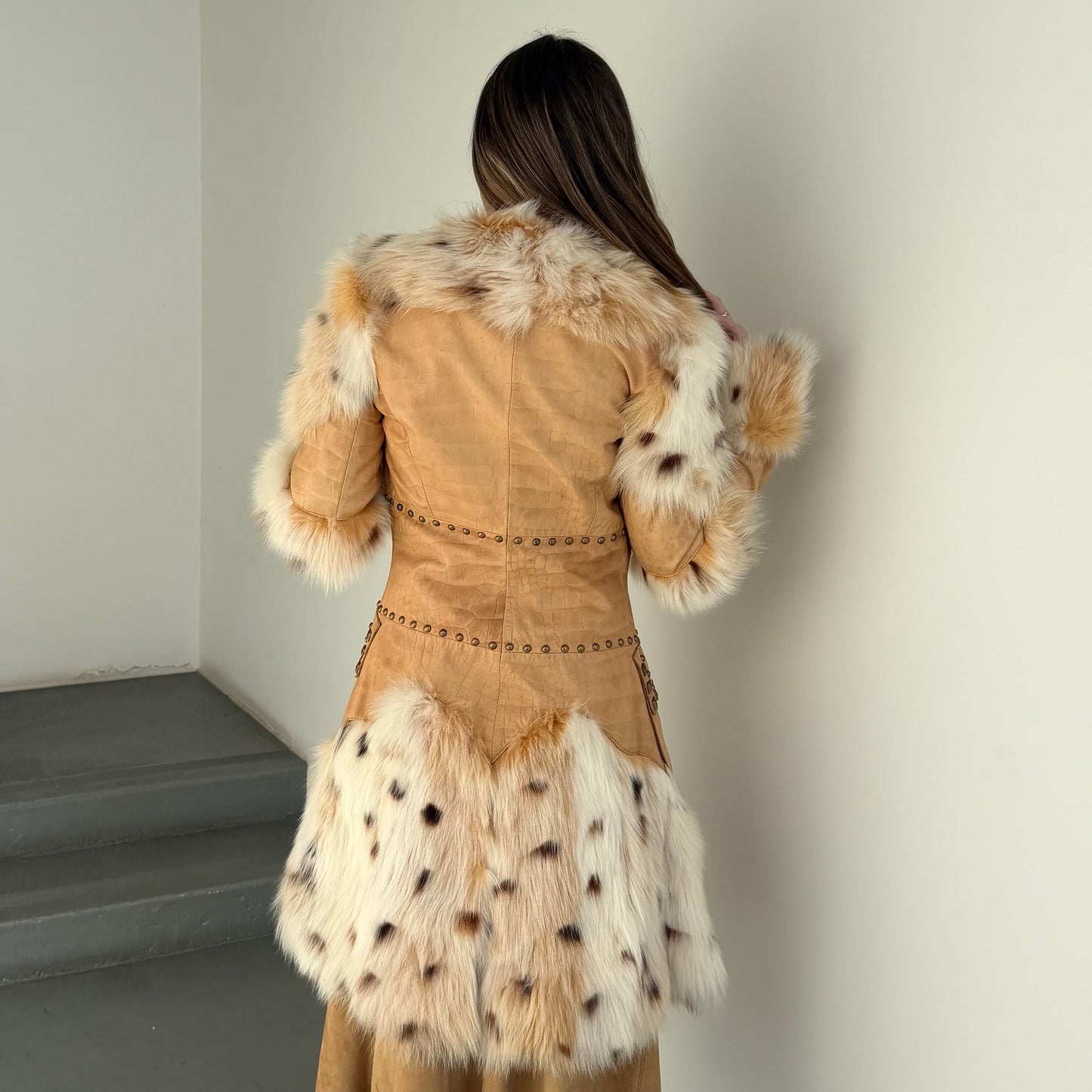 Vintage Italian Leather and Fur Coat