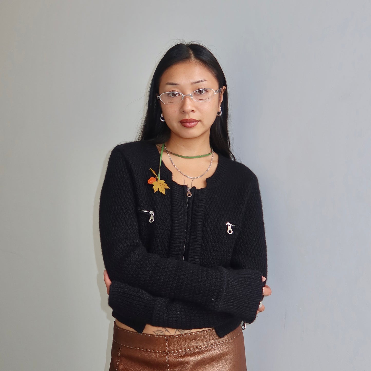 Prada AW1999 Leather Leaf Necklace