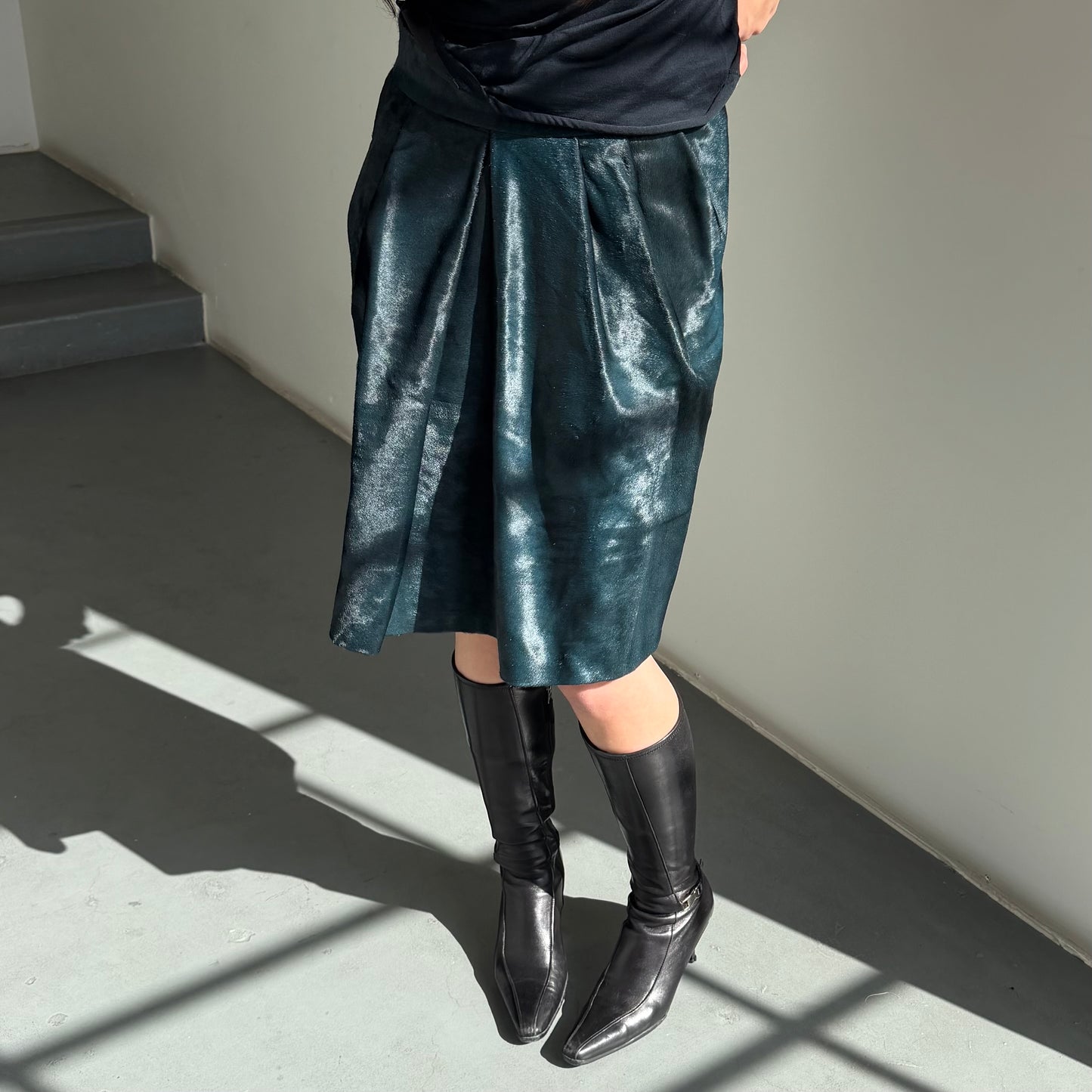 Marni Blue Cowhide Skirt