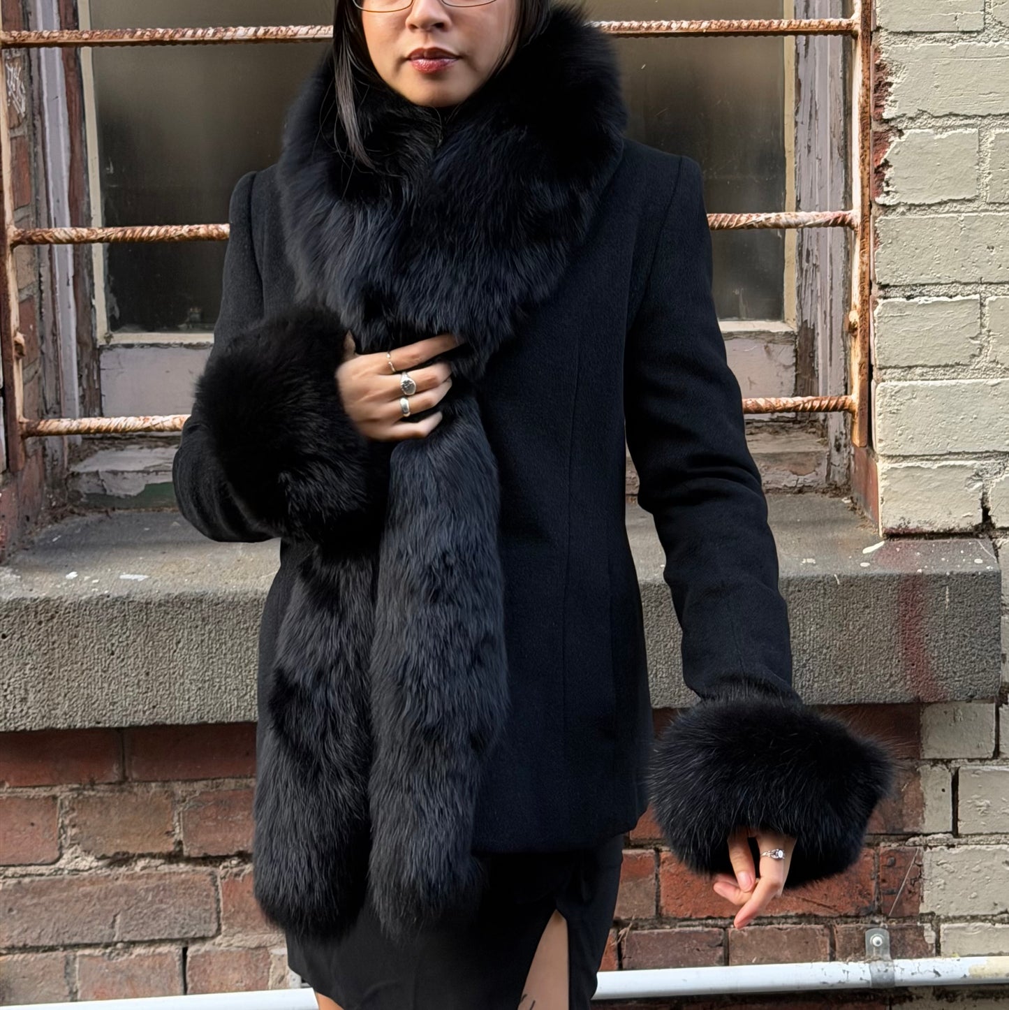 Vintage Coat with Real Fur Trim