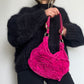 YSL Rare Hot Pink Suede Nadja Bag with Gold Hardware