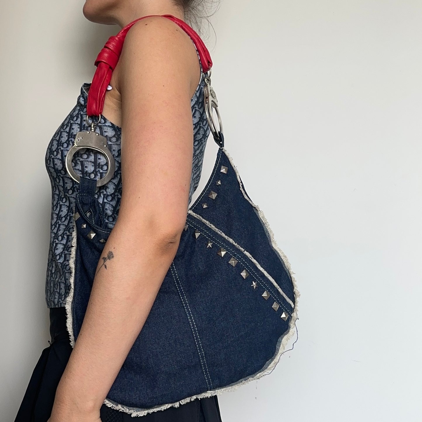 Cuffz Rare Studded Denim Double Cuff Tote