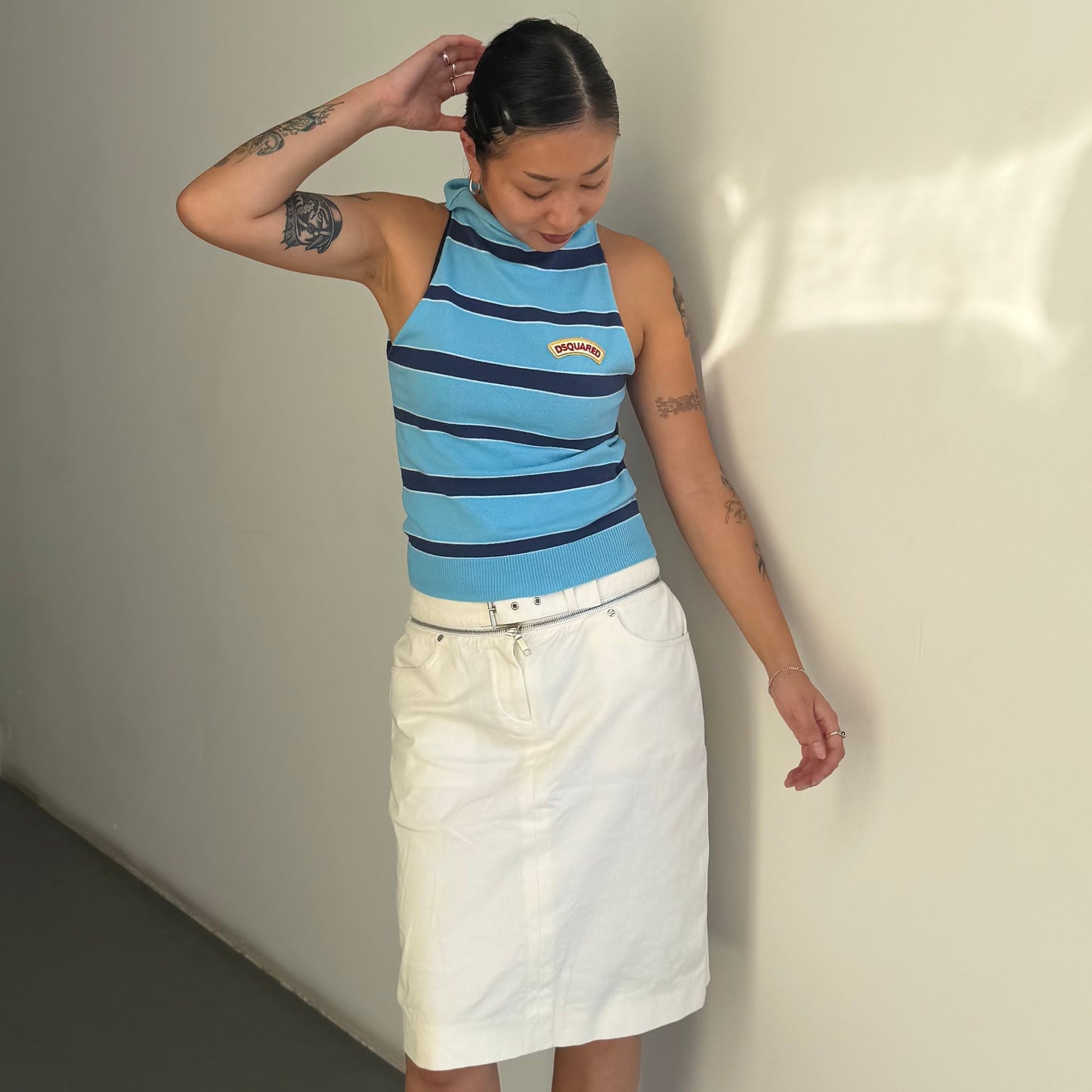 Celine White Zip Skirt
