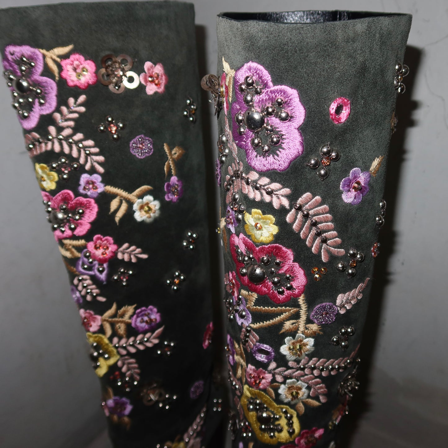Emilio Pucci Embroidered Suede Boots (37)